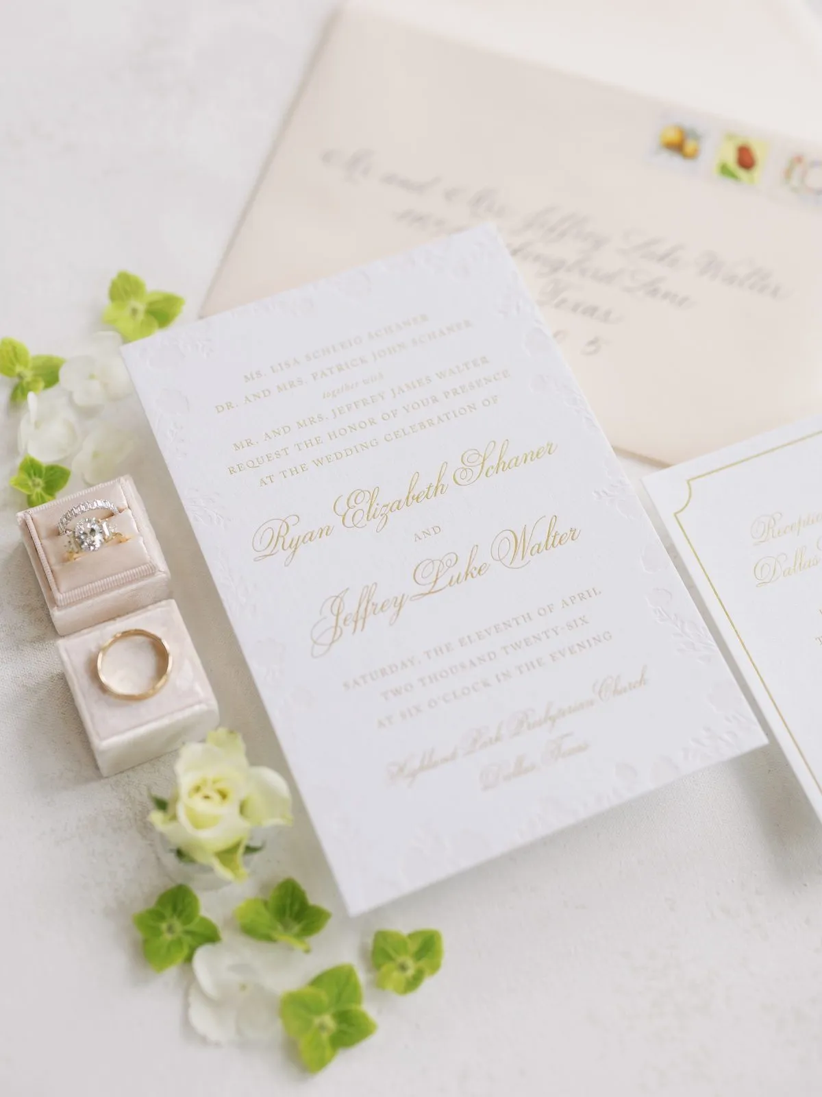 Detail of blind-embossed paper from a Danielle Sorenson Design invitation suite