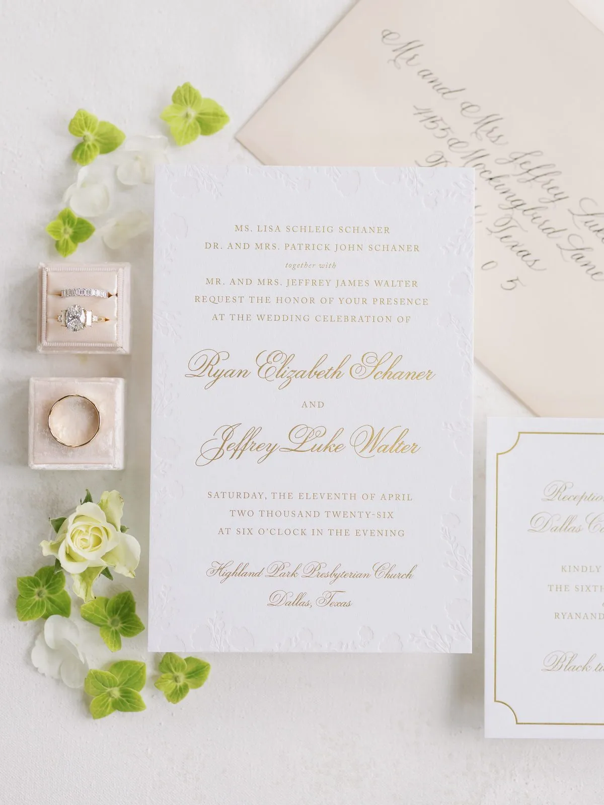 Readable typography frame of the Walter invitation names and venue lines